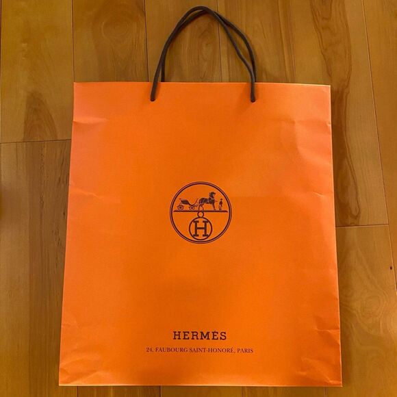 Hermes Paper Shopping Bag - orange large (18.5" x 16.5" x 6.75") [J] - Picture 2 of 6